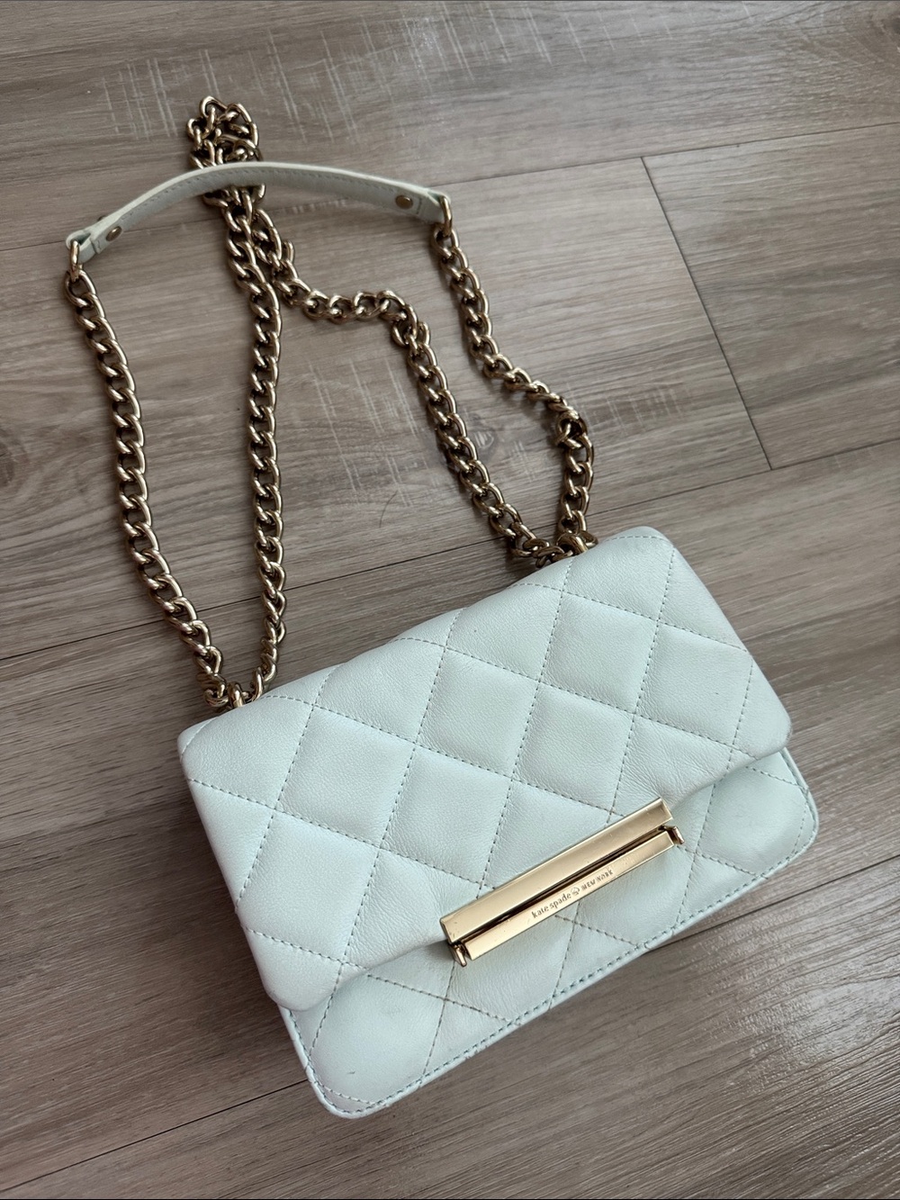 KATE SPADE Quilted Chain Shoulder Bag with Gold Hardware